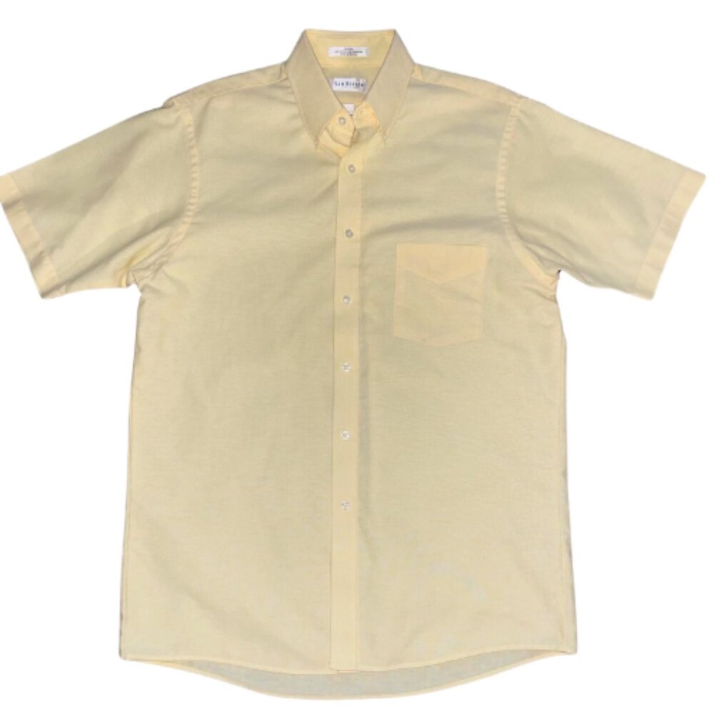 Van Heusen Wrinkle Free Men’s Shirt 15.5 Yellow Oxford Short Sleeve Button Up